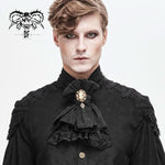 Unisex Style Cameo Dark Fringe Jacquard Cotton And Linen Black Men Lace Bow Tie