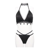 Sst010 Gothic Lace Halter Bikini Swimsuit Suit