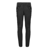 Punk Wedding Men Gothic Trousers With Side Bottons And Side Flocking