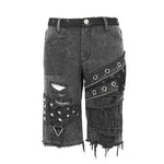 Decadence Summer Punk Rock Men Nailed Ragged Shorts