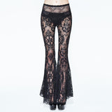 'Pagan Festivity' Gothic Fishnet Bell-Bottom Pants With Lace