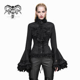 'Dollshouse' Gothic Top With Flared Sleeves And Necktie