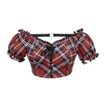 Sst019C Scottish Red Plaid Swimsuit Blouse