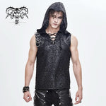 Devil Fashion Biker Punk Rock Metallic Hooded Tattered Knit Men Top