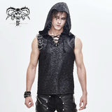 Devil Fashion Biker Punk Rock Metallic Hooded Tattered Knit Men Top