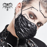 Breathable Cyber Punk Shine Pleated Men Leather Face Masks