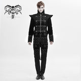 Gothic Palace Chinese Frog Floral Men Velvet Coat With Slit
