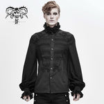 Hand Embroidered Coffin Shape Gothic Flower Braid Men Chiffon Shirt
