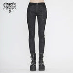Pt142 Cyberpunk Circuit Printed Leather Loops Women Pants