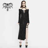 'Dionysian Vision' Punk Slim-Fit Long Dress With Choker and Garter