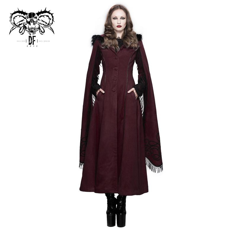 Winter Hand Embroidered Shawl Red Double Sided Women Long Coat