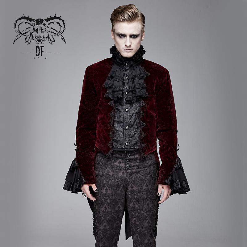 Lotus Leaf Corsage False Two Piece Men Gothic Swallow Tailed Coats