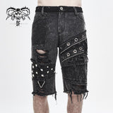 Decadence Summer Punk Rock Men Nailed Ragged Shorts