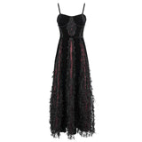 Eskt032 Burgundy Gothic Sling Dress