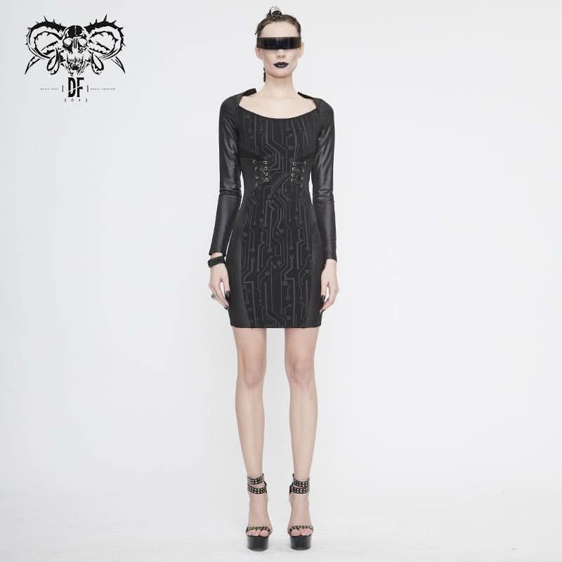 Skt119 Cyberpunk Print Dress