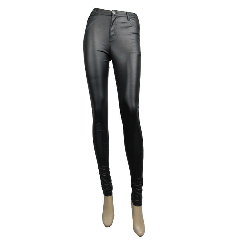 Daily Life Wear Women Simple Style Tight Leather Pants