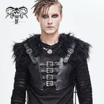 Hallowmas Darkness Punk Men Fur Shawl Short Leather Vests With Loops