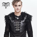 Hallowmas Darkness Punk Men Fur Shawl Short Leather Vests With Loops