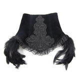 Gothic Party Accessory Sexy Women Feather Velveteen Black High Collar