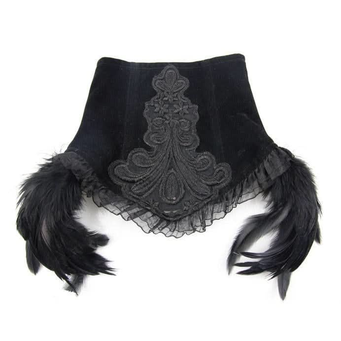 Gothic Party Accessory Sexy Women Feather Velveteen Black High Collar