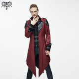 'Vlad' Hooded Punk Synthetic Leather Long Coat (Blood Moon)