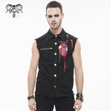 'Paper Cuts' Printed Button Up Punk Tank Top