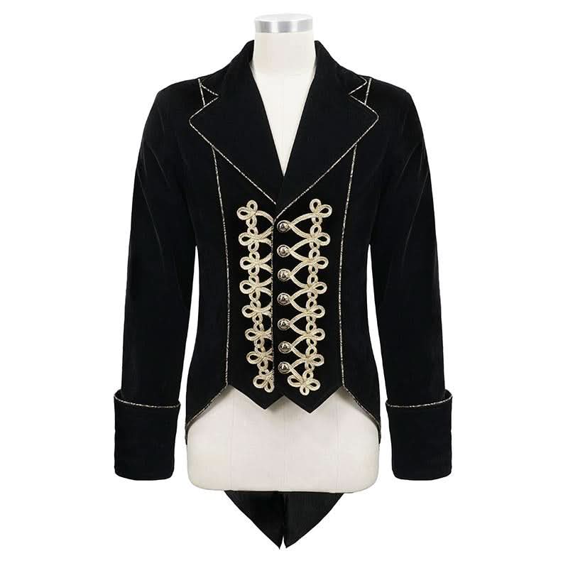 Devil Fashion Brand Golden Disc Flowers Hand Embroidered Gothic Men Jacket