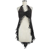 See Through Mature Ladies Rose Mesh Halter Black Backless Sexy Lingerie
