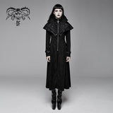 Big Shawl Collar Hand Embroidered Women Zipper Up Gothic Long Coat