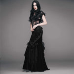 Gothic Adjustable Steel Buckles Fishbone Transparent Lace Corset With Feather Flowers