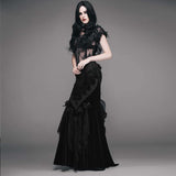 Gothic Adjustable Steel Buckles Fishbone Transparent Lace Corset With Feather Flowers