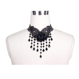 Devil Fashion Accessory Sexy Ladies Gothic Rose Beads Pendant Lace Necklace