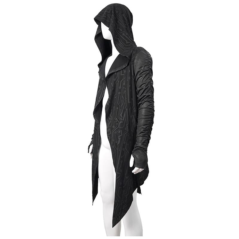 Ct172 Dark Hooded Knit Coat