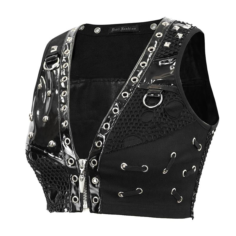 Punk Asymmetric Heavy Metal Super Short Vest
