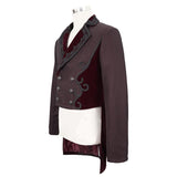 Ct17402 Wine Gothic Men Dress Coat