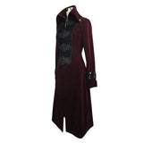 Gothic Black And Red Patchwork Winter Velveteen Women Long Coat