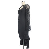 Full Dress Sheer Lace Long Sleeves Elegant Women Medium Length Fishtail Dress