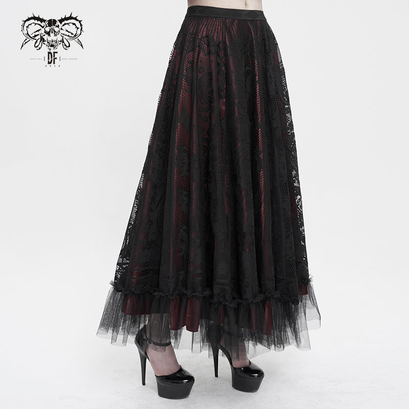 'Sanctuary' Gothic Lace Flared Skirt