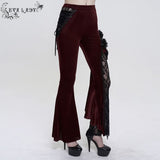‘Last Flight' Asymmetric Gothic Flared Pants (Red)