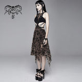 Party Queen Steampunk Semilucent Apricot Hollow Out Sleeveless Sexy Ladies Mesh Dress