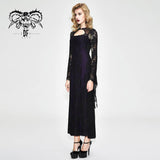 Gothic Purple Positioning Flower Elegant Women Lace Flared Long Sleeves Dress
