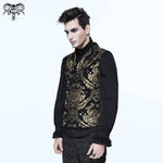 Gothic Fancy Costume Western Style Black And Gold Palace Big Flower Men Short Vest