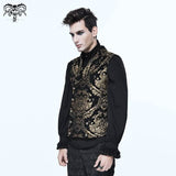Gothic Fancy Costume Western Style Black And Gold Palace Big Flower Men Short Vest