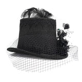 As082 Mesh Flower Feather Top Hat