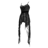 Club Versatile Translucent Sweep Sexy Ladies Lace Skirt With Shoulder Straps