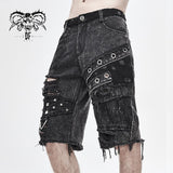 Decadence Summer Punk Rock Men Nailed Ragged Shorts