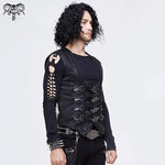 Parties Wearing Men Black Peach Hearts Jacquard Game Style Punk Waistcoats