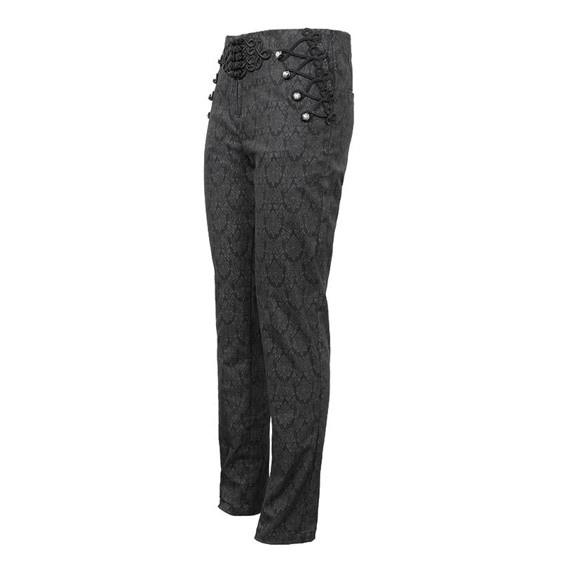 Party Dress Up Fancy Costume Gothic Patterned Men Black Trousers