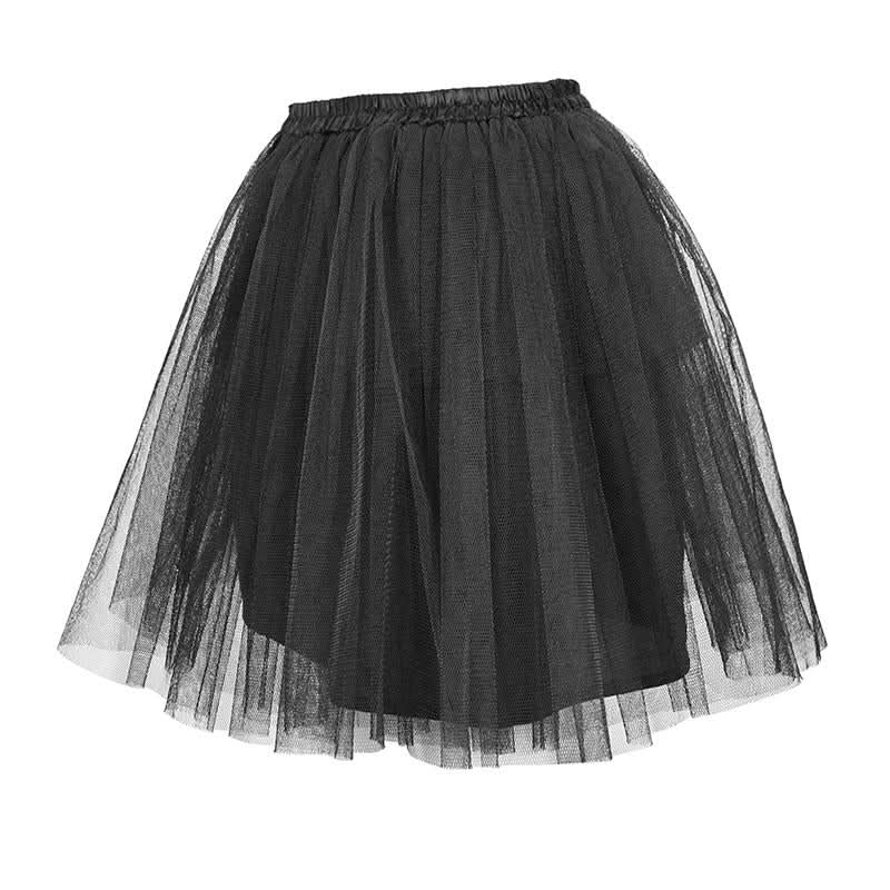 Gothic Formal Dress Accessory Women Multilayer Hard Mesh Black Bustle