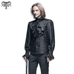 Paisley Jacquard Shining Black Rose Lace Cuff Gothic Men Shirts With Bow Tie